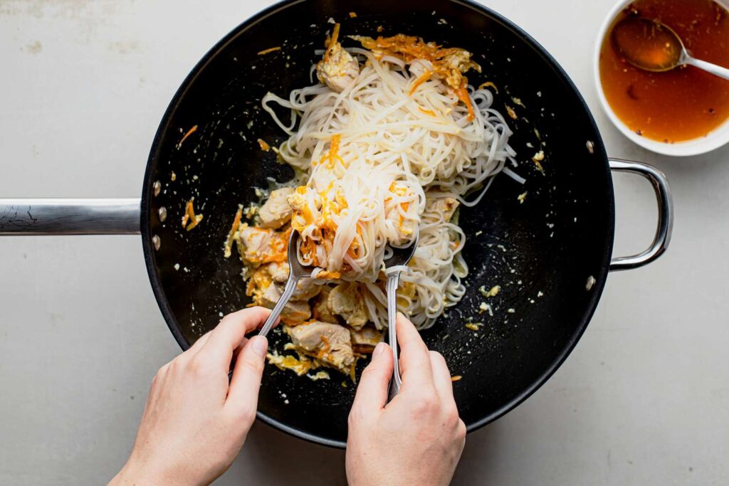 Stir-Frying the noodles